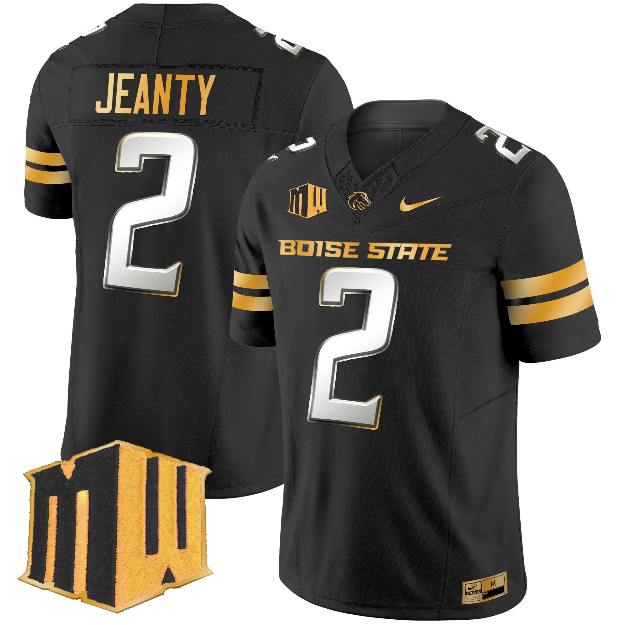 Men Boise State Broncos #2 Jeanty Black Nike 2024 Gold Vapor Limited NCAA Jersey->more ncaa teams->NCAA Jersey